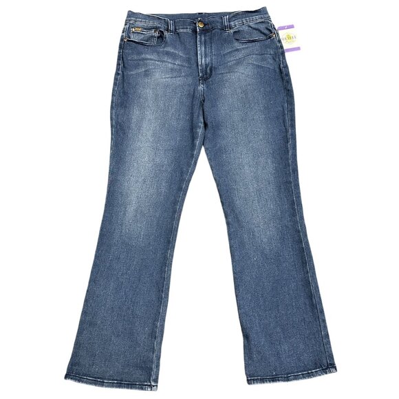 DG2 by Diane Gilman Womens 14 Bootcut Blue Jeans Medium Wash Denim Stretch - Picture 11 of 12